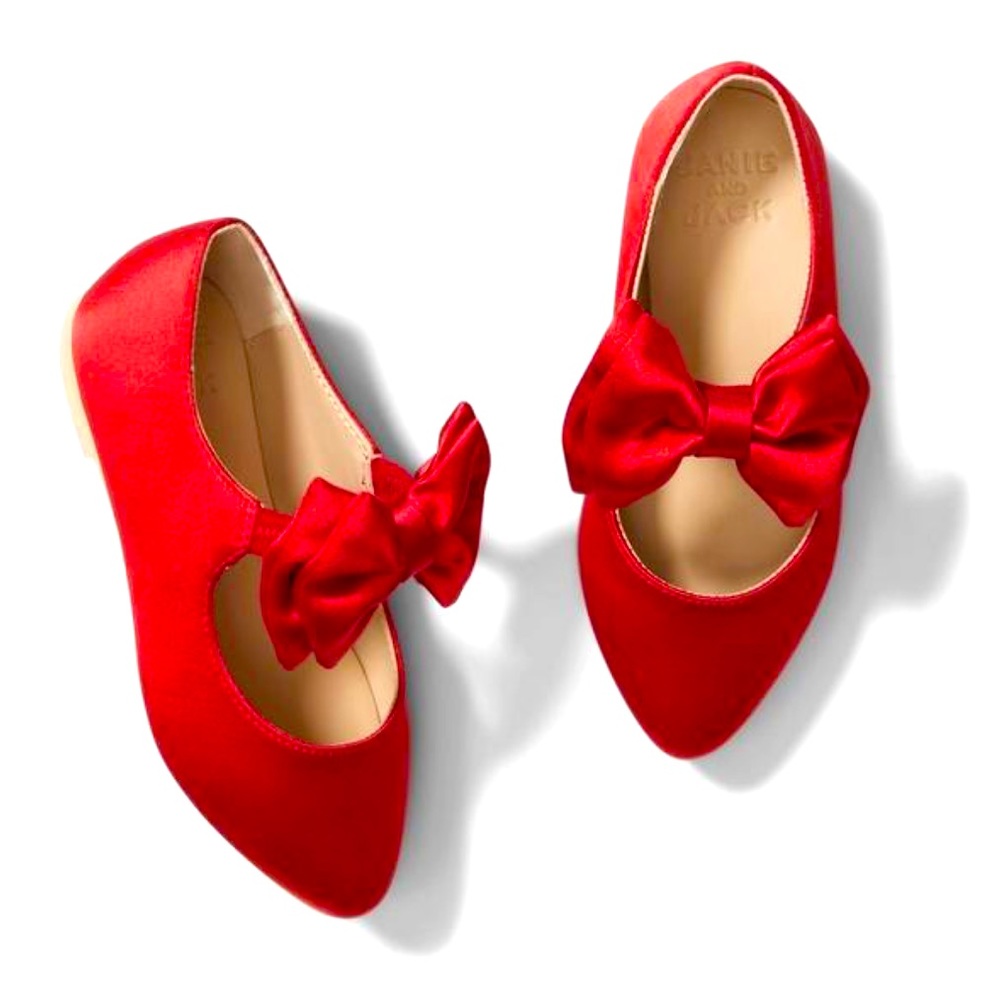 Red Bow Satin Christmas Flats/Shoes